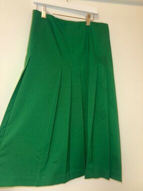 Philippe du Vauzelle Emerald Green Pleated Midi Skirt Vintage